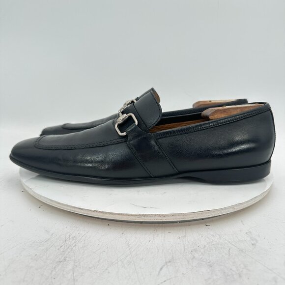 Gucci Men Size UK 9.5D US 10 Black Leather Gold Horsebit Slip On Loafer Shoes - Picture 2 of 12